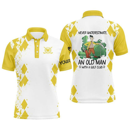 Custom Golf Men Polo Shirt - Never Underestimate An Old Man With A Golf Club Men Golf Polo Shirt - Perfect Polo Shirt For Men, Golfers - Amzanimalsgift