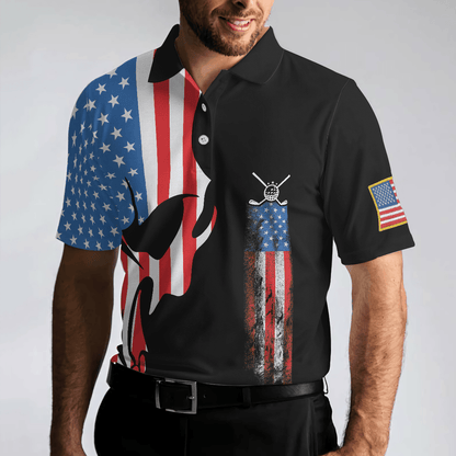 Custom Golf Men Polo Shirt - Skull Golf With American Flag Polo Shirt, Never Underate An Old Man Golfer Polo Shirt - Perfect Gift For Men, Golfers - Amzanimalsgift