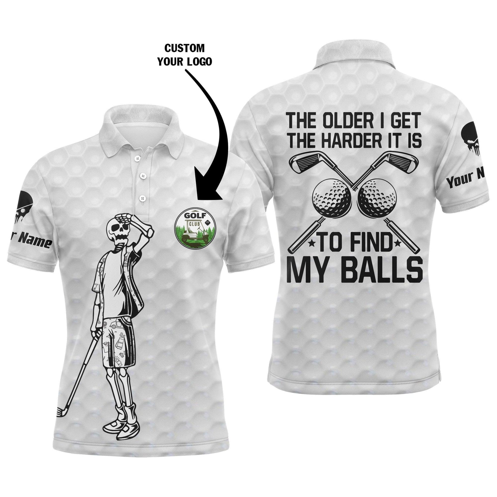 Custom Golf Men Polo Shirt - The Older I Get The Harder To Find Balls Men Golf Polo Shirt- Perfect Polo Shirt For Men, Golfers - Amzanimalsgift