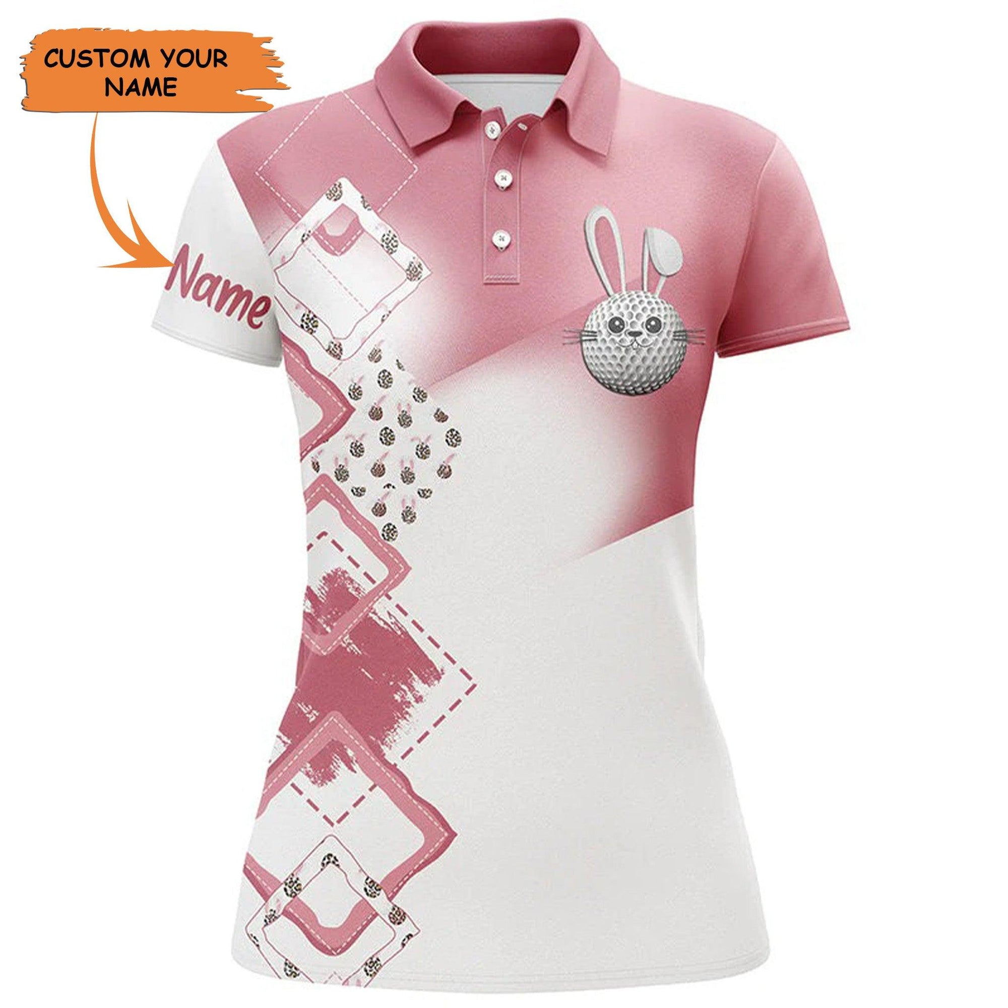 Custom Golf Women Polo Shirt - Women Golf Polo Shirt Custom Name Easter Eggs Bunny Golf Shirts, Easter Golfing Gifts - Perfect Polo Shirt For Women - Amzanimalsgift