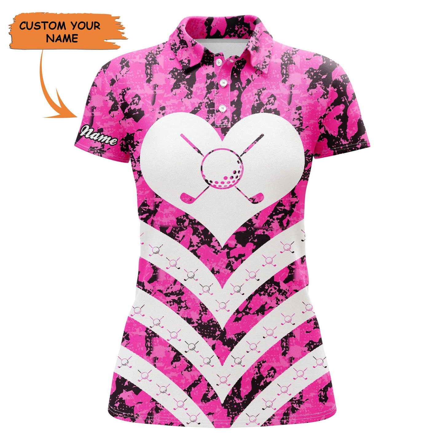 Custom Golf Women Polo Shirt - Women Golf Polo Shirt I Love Golf Pink Camo Custom Name Golf Gifts For Women - Perfect Polo Shirt For Women, Golf Lover - Amzanimalsgift