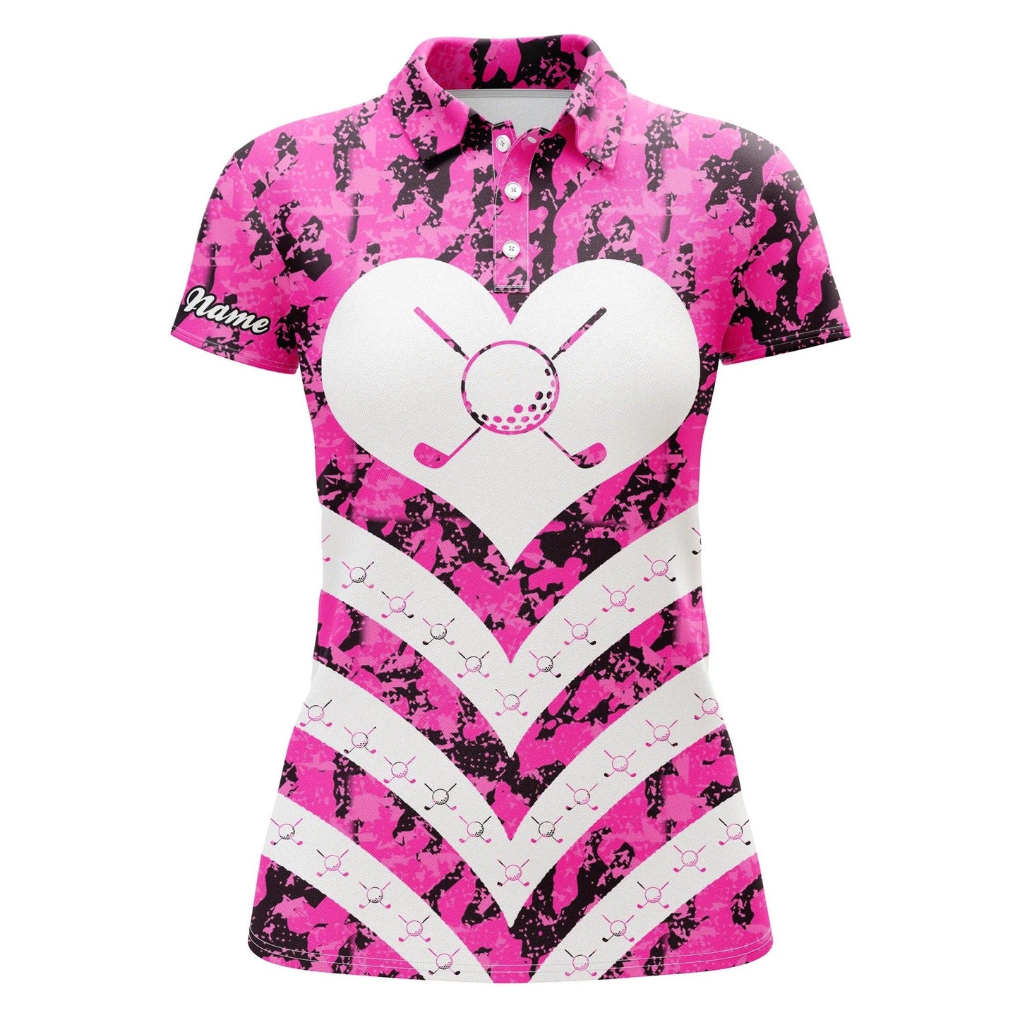 Custom Golf Women Polo Shirt - Women Golf Polo Shirt I Love Golf Pink Camo Custom Name Golf Gifts For Women - Perfect Polo Shirt For Women, Golf Lover - Amzanimalsgift
