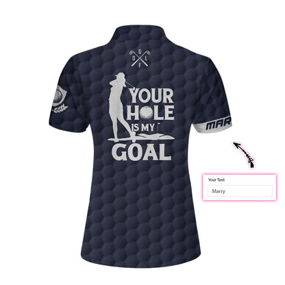 Custom Golf Women Polo Shirt - Your Hole Is My Goal American Flag Golf Custom Name Women Polo Shirt - Perfect Gift For Women, Golfers, Golf Lover - Amzanimalsgift