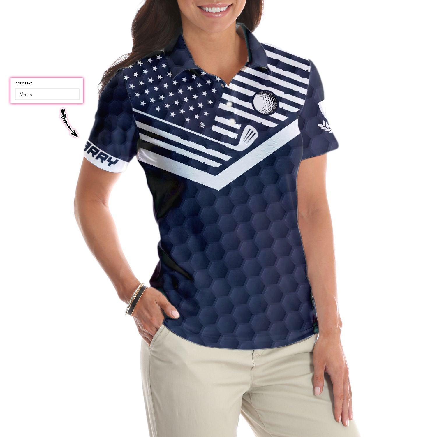 Custom Golf Women Polo Shirt - Your Hole Is My Goal American Flag Golf Custom Name Women Polo Shirt - Perfect Gift For Women, Golfers, Golf Lover - Amzanimalsgift