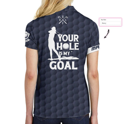Custom Golf Women Polo Shirt - Your Hole Is My Goal American Flag Golf Custom Name Women Polo Shirt - Perfect Gift For Women, Golfers, Golf Lover - Amzanimalsgift