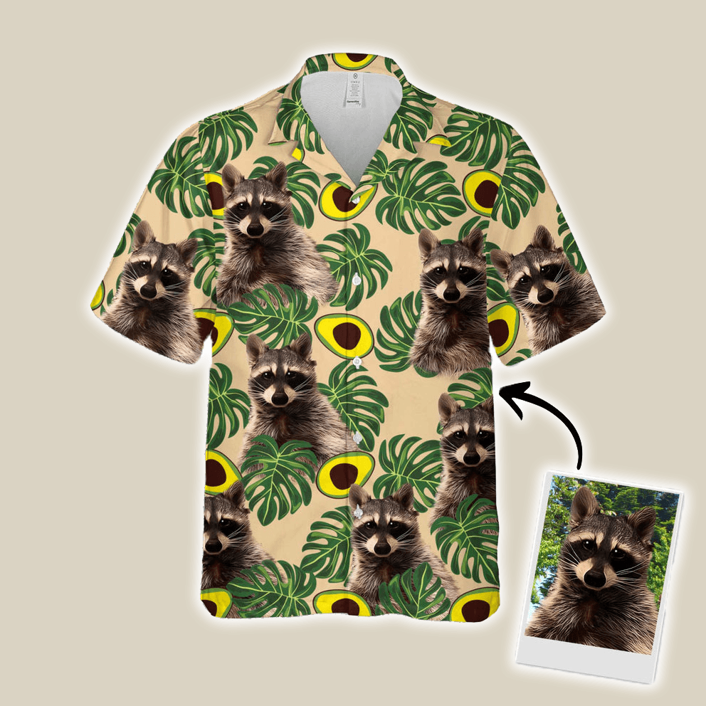 Custom Hawaiian Shirt For Pet Lovers - Avocado & Leaves Pattern Lemon Zest Color Aloha Shirt - Personalized Hawaiian Shirt For Men & Women, Pet Lovers - Amzanimalsgift