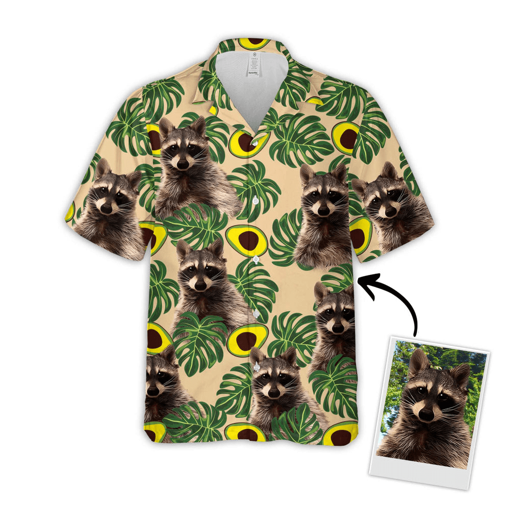 Custom Hawaiian Shirt For Pet Lovers - Avocado & Leaves Pattern Lemon Zest Color Aloha Shirt - Personalized Hawaiian Shirt For Men & Women, Pet Lovers - Amzanimalsgift