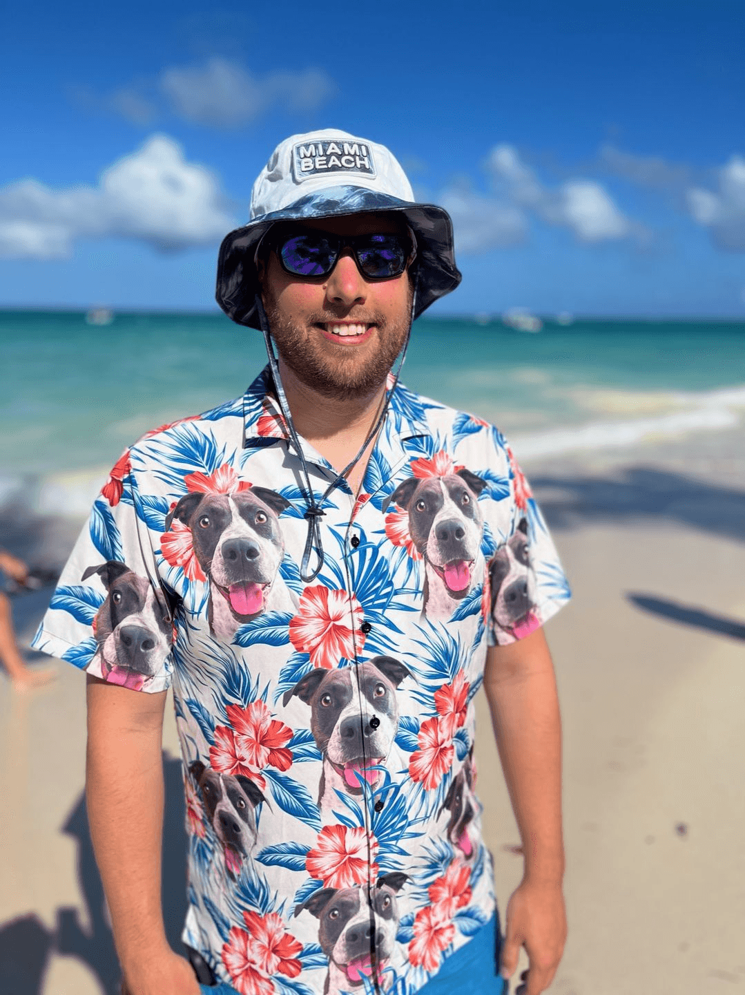 Custom Hawaiian Shirt With Dog Face - Leaves & Flowers Pattern White Color Aloha Shirt- Personalized Hawaiian Shirt For Men & Women, Dog Lovers - Amzanimalsgift