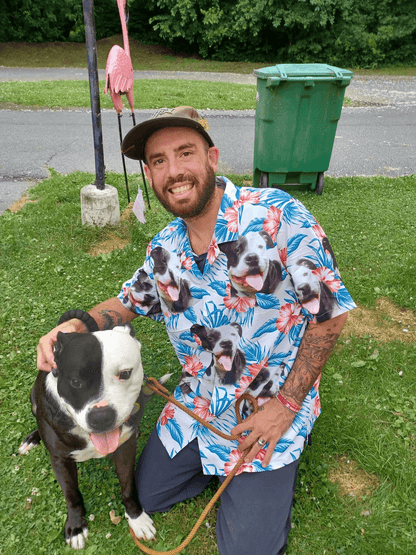 Custom Hawaiian Shirt With Dog Face - Leaves & Flowers Pattern White Color Aloha Shirt- Personalized Hawaiian Shirt For Men & Women, Dog Lovers - Amzanimalsgift