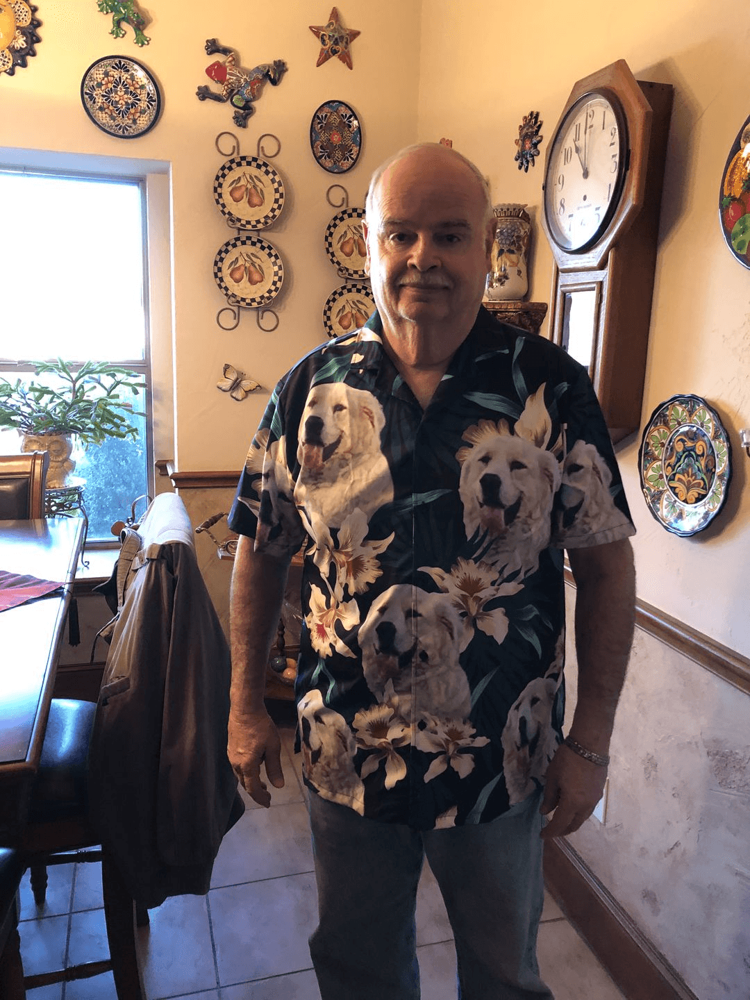 Custom Hawaiian Shirt With Pet Face - Leaves & Flowers Pattern Dark Green Color Aloha Shirt - Personalized Hawaiian Shirt For Men & Women, Pet Lovers - Amzanimalsgift