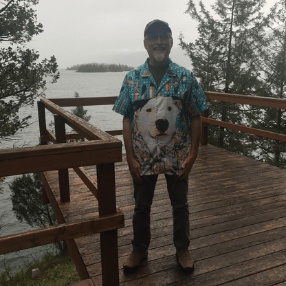 Custom Hawaiian Shirt With Pets Face - Surfing Pattern Sky Blue Color Aloha Shirt - Personalized Hawaiian Shirt For Men & Women, Pet Lovers - Amzanimalsgift