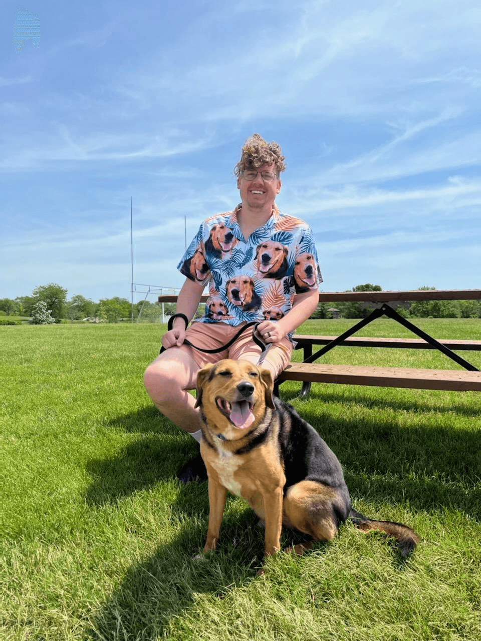 Custom Hawaiian Shirts With Dog Face - Leaves Pattern White Color Aloha Shirt, Pet Face Hawaiian Shirt- Personalized Hawaiian Shirt For Men & Women - Amzanimalsgift