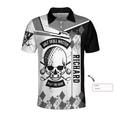Custom Men Golf Polo Shirt - Personalized Golf Gift, I Made A Hole In One Golf Custom Polo Shirt, Black And White Skull Golf Shirt For Men, Golfers - Amzanimalsgift