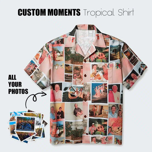 Custom Moments Aloha Hawaii Shirt - Custom Photo Family Tropical Personalized Hawaiian Shirt For Summer - Perfect Gift For Friend, Family - Amzanimalsgift