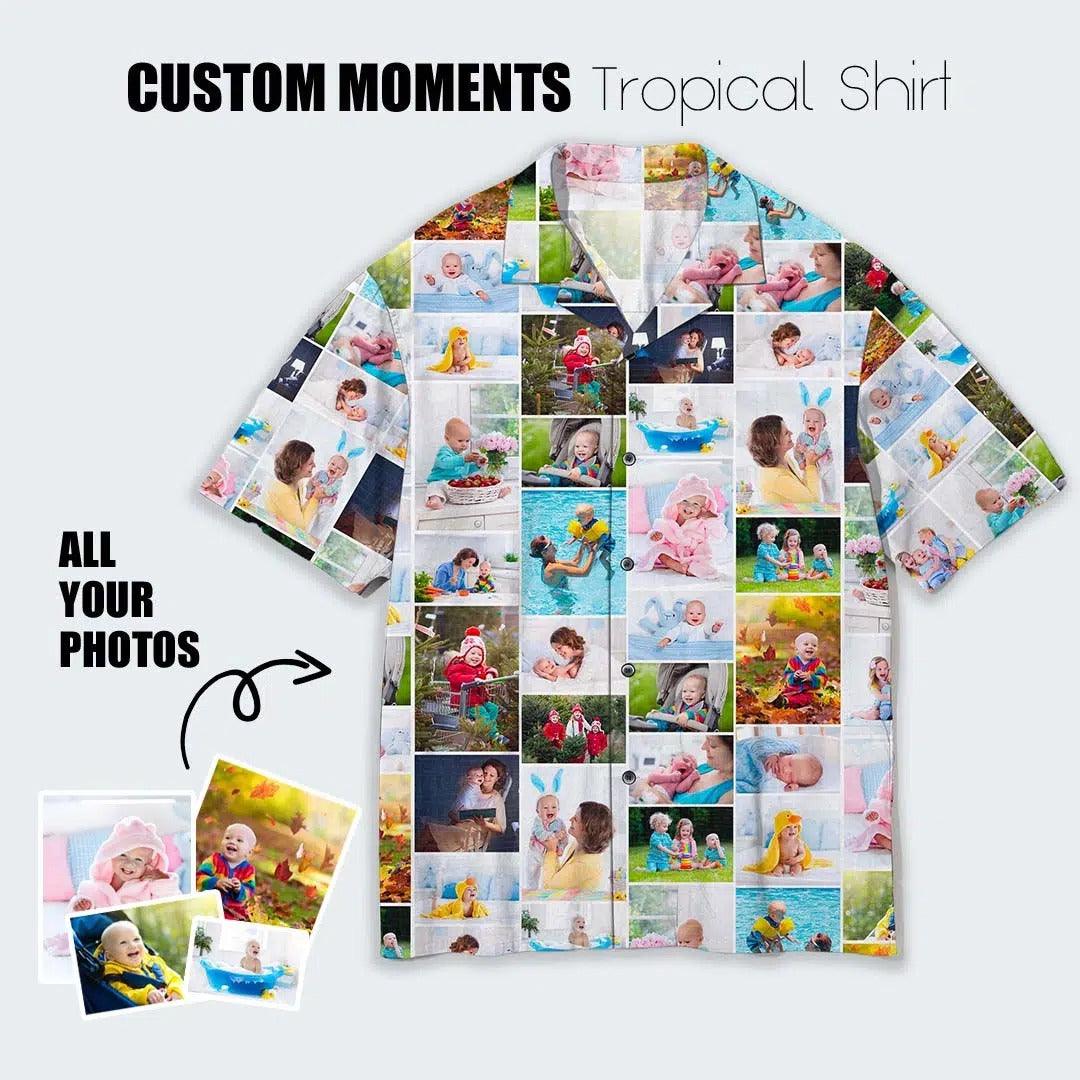 Custom Moments Aloha Hawaii Shirt - Custom Photo Family Tropical Personalized Hawaiian Shirt For Summer - Perfect Gift For Friend, Family - Amzanimalsgift