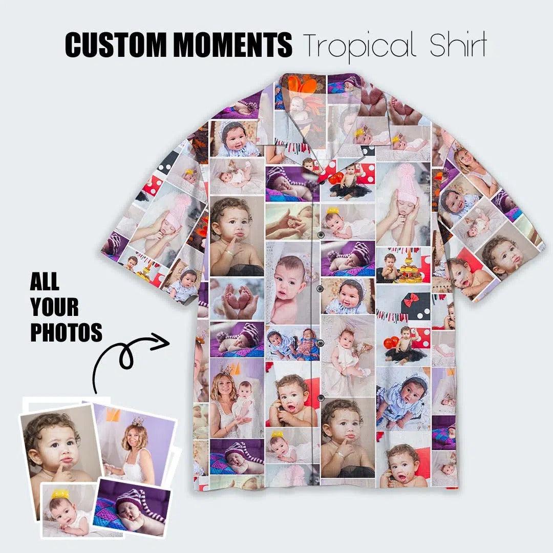 Custom Moments Aloha Hawaii Shirt - Custom Photo Family Tropical Personalized Hawaiian Shirt For Summer - Perfect Gift For Friend, Family - Amzanimalsgift