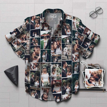 Custom Moments Aloha Hawaii Shirt - Custom Photo Wedding Memories Personalized Hawaiian Shirt For Summer - Perfect Gift For Friend, Family - Amzanimalsgift