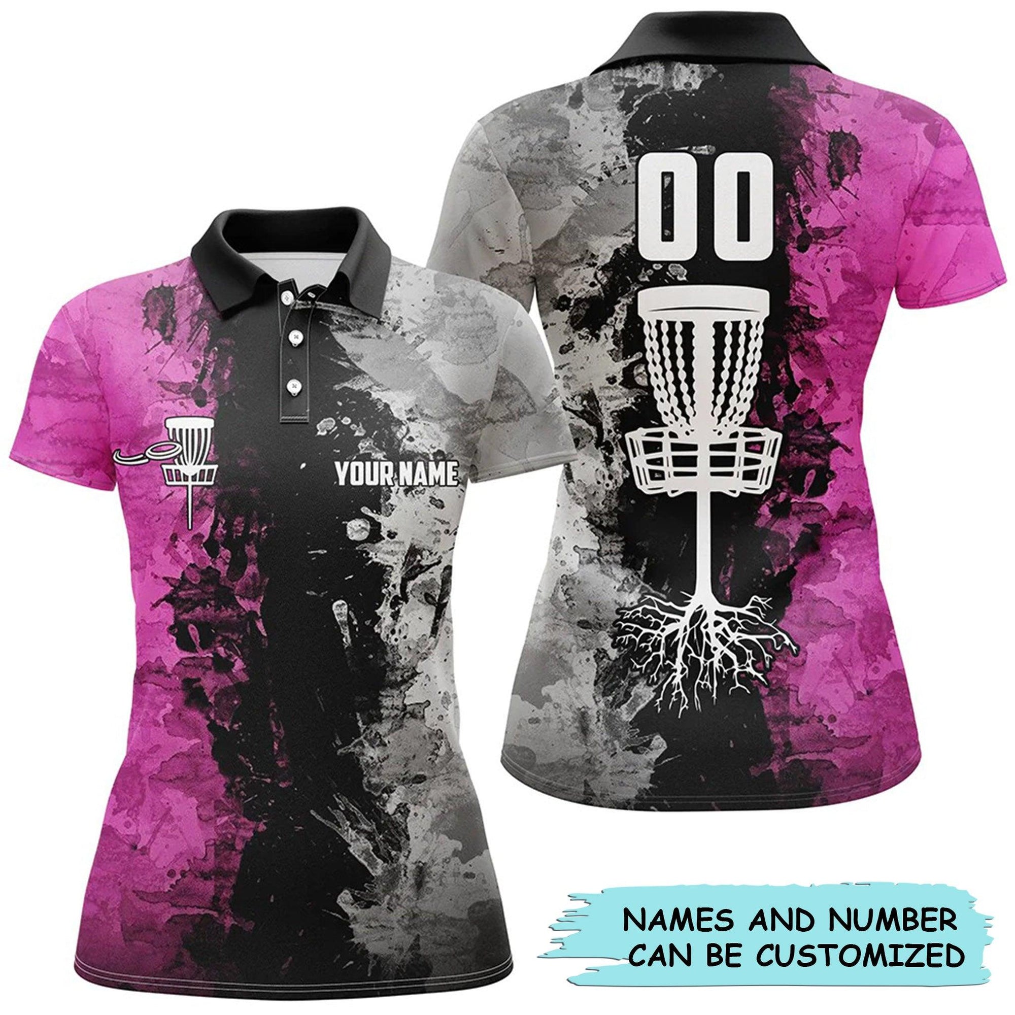 Custom Name And Number Disc Golf Women Polo Shirt, Personalized Disc Golf Basket Women Polo Shirts - Perfect Polo Shirt For Disc Golf Lovers - Amzanimalsgift