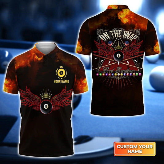 Custom Name Billiard Men Polo Shirt, On The Snap Personalized 8 Ball Pool Billiards Polo Shirts, Gift For Men, Billiard Lovers, Billiard Players - Amzanimalsgift