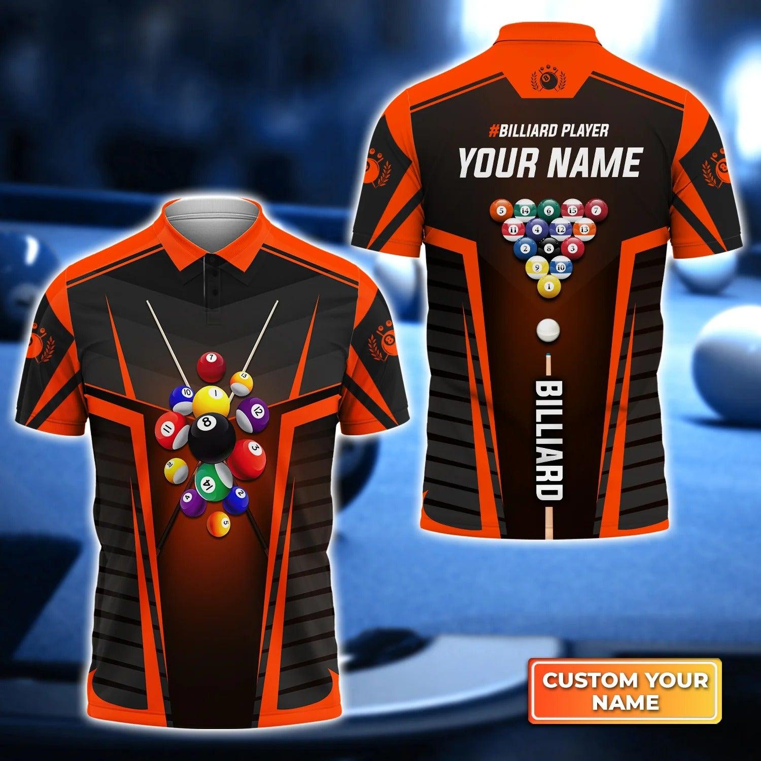 Custom Name Billiard Men Polo Shirt, Personalized Colorful 8 Ball Pool Billiards Polo Shirts, Perfect Gift For Men, Billiard Lovers, Billiard Players - Amzanimalsgift