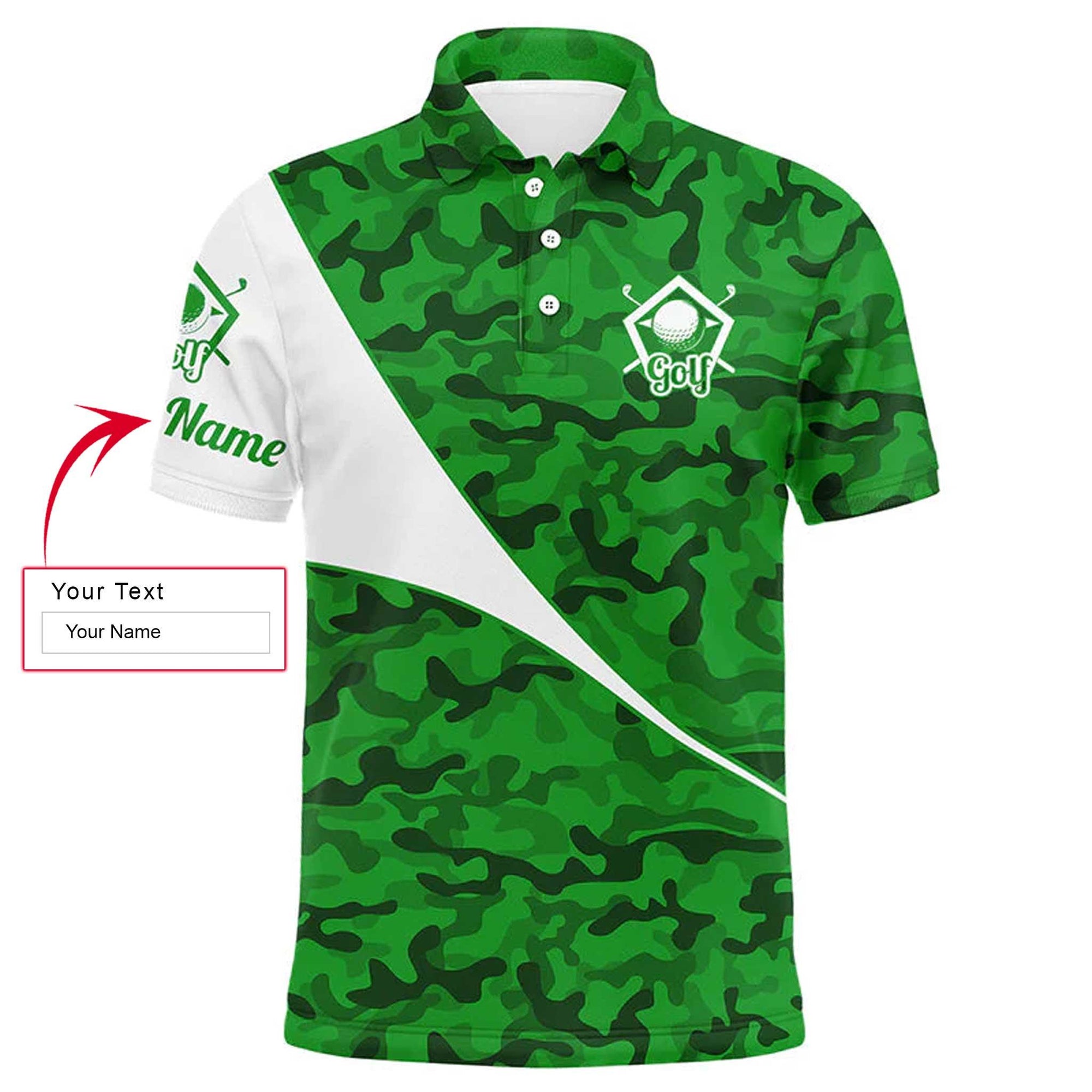 Custom Name Golf Men Polo Shirt - Multicolor Camo Apparel Men Polo Shirt - Personalized Gift For Golf Lover, Team, Golfer, Husband, Boyfriend - Amzanimalsgift