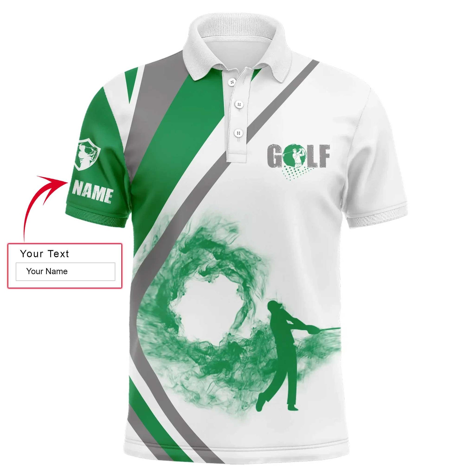 Custom Name Green Golf Men Polo Shirt - Personalized Gift For Golf Lover, Team, Husband, Boyfriend, Men - Amzanimalsgift