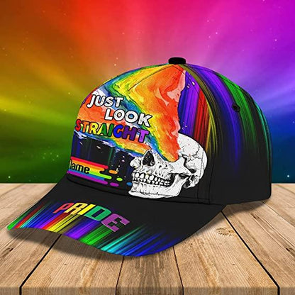 Custom Name LGBT Cap, Personalized Name I Just Look Straight Rainbow Classic Cap Hat For Men And Women, Perfect LGBT Gift For Friend, LGBT Pride Month - Amzanimalsgift