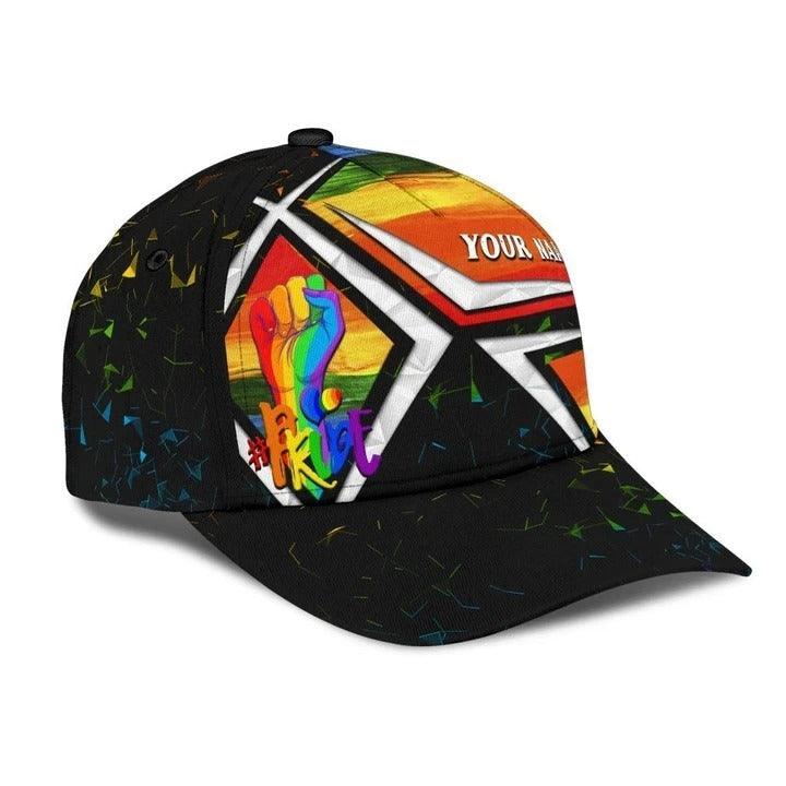 Custom Name LGBT Cap, Personalized Name Pride Hands Rainbow Classic Cap Hat For Men And Women, Perfect LGBT Gift For Friend, LGBT Pride Month - Amzanimalsgift