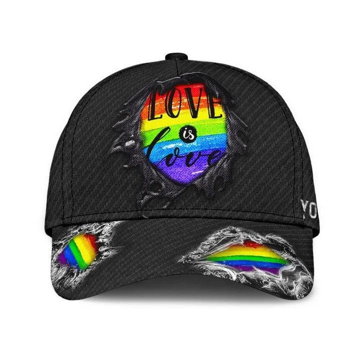 Custom Name LGBT Cap, Personalized Name Pride Rainbow Love Is Love LGBT Cap Hat For Men And Women - Perfect LGBT Gift For Friend, LGBT Month - Amzanimalsgift