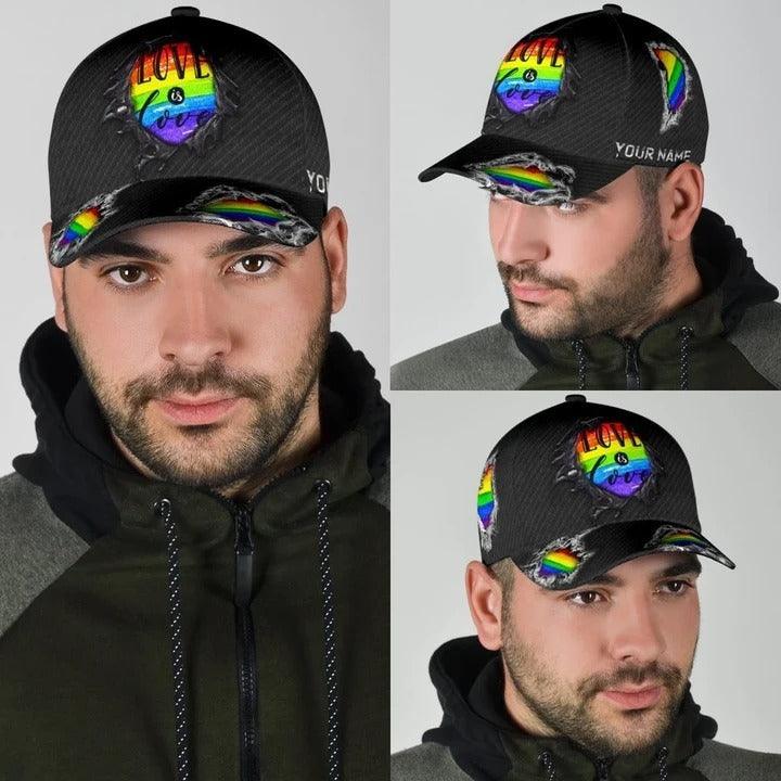 Custom Name LGBT Cap, Personalized Name Pride Rainbow Love Is Love LGBT Cap Hat For Men And Women - Perfect LGBT Gift For Friend, LGBT Month - Amzanimalsgift