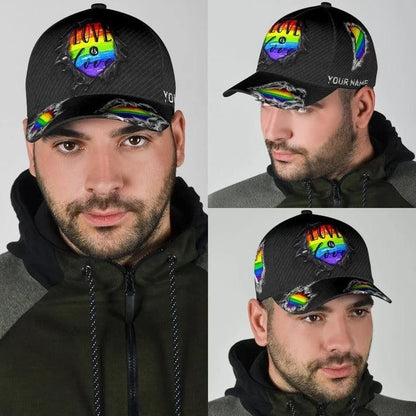 Custom Name LGBT Cap, Personalized Name Pride Rainbow Love Is Love LGBT Cap Hat For Men And Women - Perfect LGBT Gift For Friend, LGBT Month - Amzanimalsgift