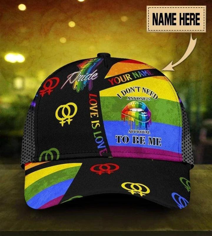 Custom Name LGBT Cap, Personalized Name Symbols Rainbow Classic Cap Hat For Men And Women, Perfect Gift For Friend - I Don't Need Anyone's Approval - Amzanimalsgift