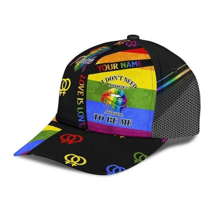 Custom Name LGBT Cap, Personalized Name Symbols Rainbow Classic Cap Hat For Men And Women, Perfect Gift For Friend - I Don't Need Anyone's Approval - Amzanimalsgift