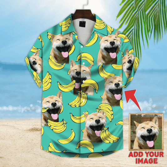 Custom Pet Dog Hawaiian shirt - Custom Photo Banana Pattern Mint Color Personalized Hawaiian Shirt - Perfect Gift For Animal Lovers, Friend, Family - Amzanimalsgift