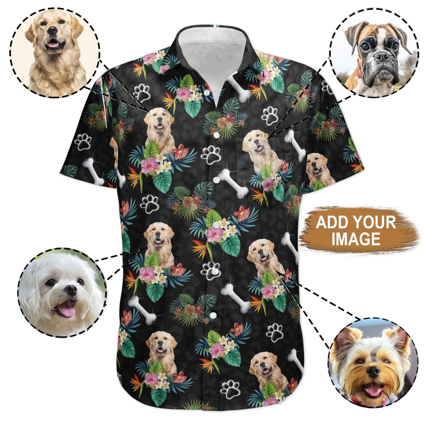 Custom Pet Dog Hawaiian shirt - Custom Photo Dog Tropical Pattern Personalized Hawaiian Shirt For Summer - Perfect Gift For Dog Lovers, Friend, Family - Amzanimalsgift