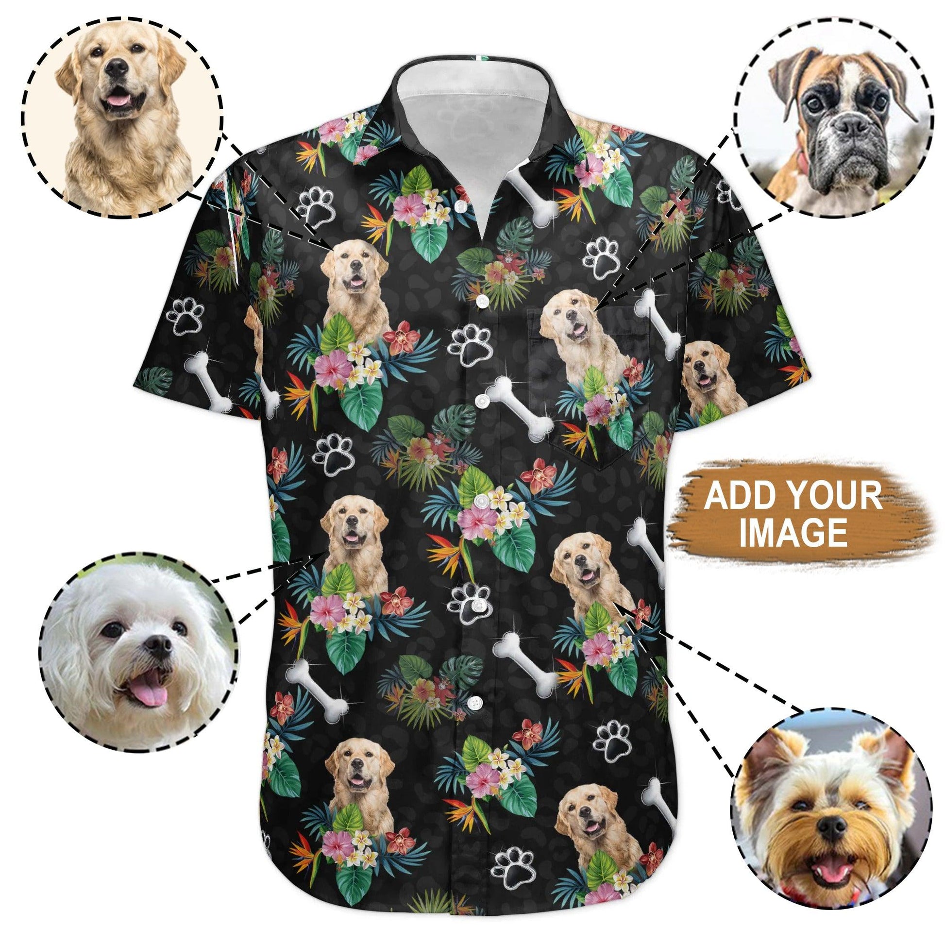 Custom Pet Dog Hawaiian shirt - Custom Photo Dog Tropical Pattern Personalized Hawaiian Shirt For Summer - Perfect Gift For Dog Lovers, Friend, Family - Amzanimalsgift