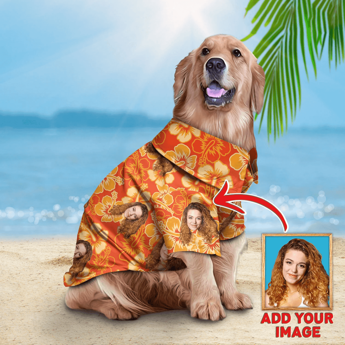 Custom Pet Dog Hawaiian shirt - Custom Photo Flowers Orange Pattern Personalized Hawaiian Shirt For Pet - Perfect Gift For Pet, Dog lovers, Cat Lovers - Amzanimalsgift