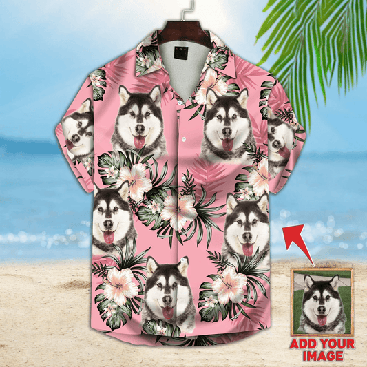 Custom Pet Dog Hawaiian shirt - Custom Photo Pet Flowers Pattern Pink Personalized Hawaiian Shirt - Perfect Gift For Animal Lovers, Friend, Family - Amzanimalsgift