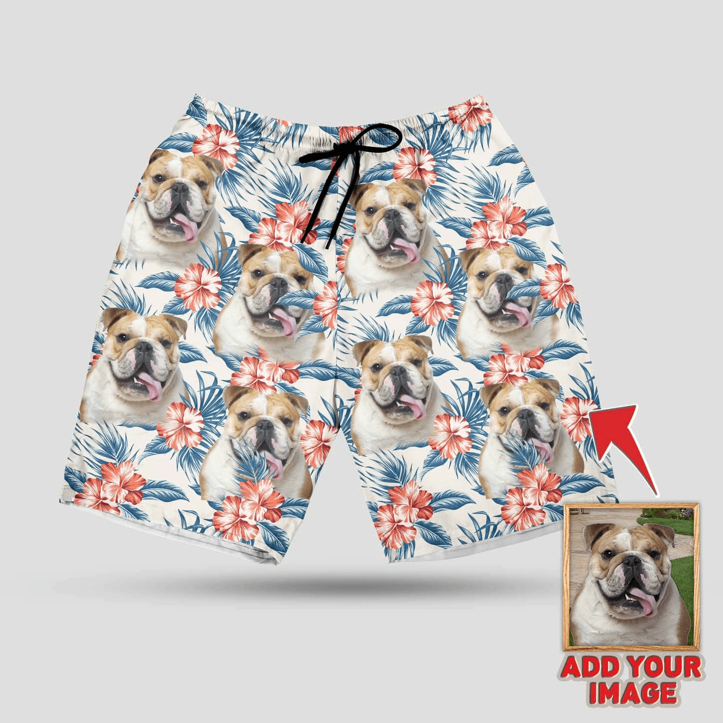 Custom Pet Dog Hawaiian Shirt - Custom Photo Pet Leaves & Flowers Pattern White Color Personalized Hawaiian Shirt - Perfect Gift For Animal Lovers, Friend, Family - Amzanimalsgift