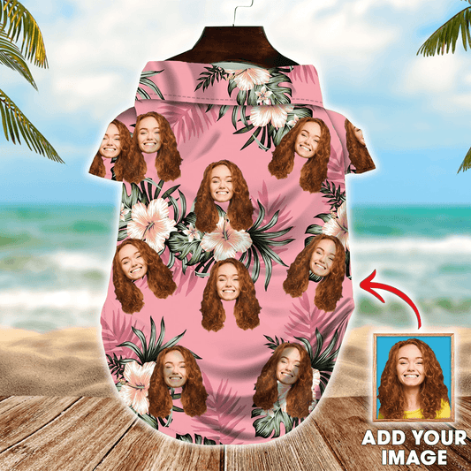Custom Pet Dog Hawaiian shirt- Custom Photo Pet Pink Floral Pattern Personalized Hawaiian Shirt For Pet - Perfect Gift For Pet, Dog lovers, Cat Lovers - Amzanimalsgift
