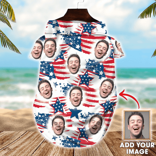 Custom Pet Dog Hawaiian shirt - Custom Photo Pet Red & Blue Pattern Personalized Hawaiian Shirt For Pet - Perfect Gift For Pet, Dog lovers, Cat Lovers - Amzanimalsgift