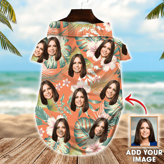 Custom Pet Dog Hawaiian shirt - Custom Photo Pet Tropical Leaves Orange Pattern Personalized Hawaiian Shirt For Pet - Perfect Gift For Pet Lovers - Amzanimalsgift
