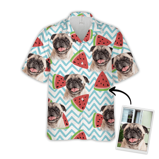 Custom Pet Dog Hawaiian Shirt - Custom Photo Watermelon Pattern Personalized Hawaiian Shirt - Perfect Gift For Animal Lovers, Friend, Family - Amzanimalsgift
