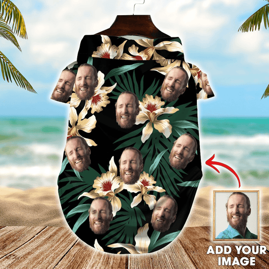 Custom Pet Dog Hawaiian Shirt - Personalized Photo Pet Floral And Dark Green Pattern Pet Hawaiian Shirt For Pet - Perfect Gift For Pet, Dog lovers, Cat Lovers - Amzanimalsgift