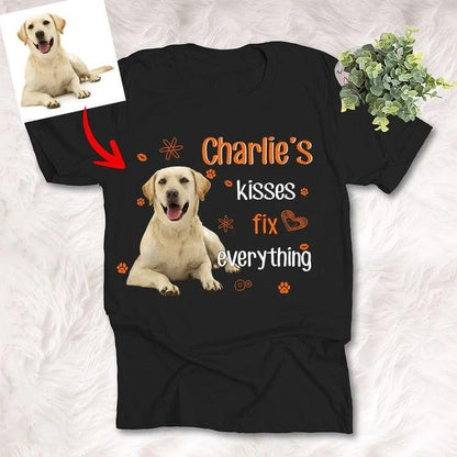 Custom Pet Dog Unisex T Shirt - Kisses Fix Everything Dog Lovers Personalized Unisex T-shirt - Gift for Dog Lovers, Friends, Family - Amzanimalsgift