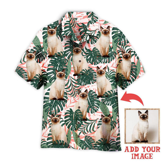Custom Photo Cat In Summer Bright Tropical Custom Hawaiian Shirt, Personalized Hawaiian Shirts - Perfect Gift For Cat Lover, Family, Friends - Amzanimalsgift