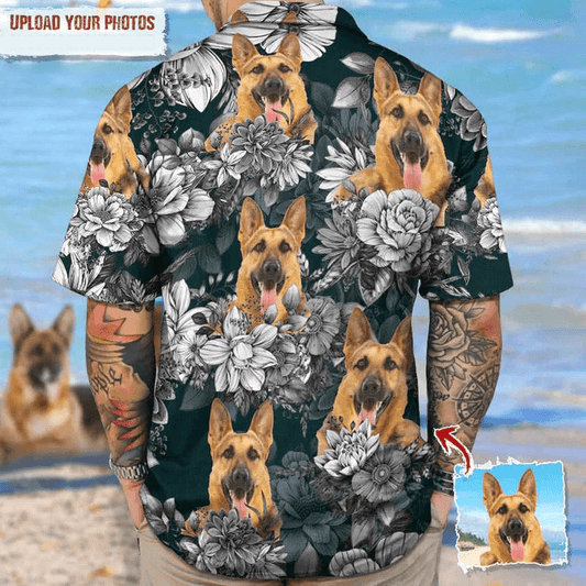 Custom Photo Cute Animal Flower Hawaiian Shirt, Personalized Hawaiian Shirts - Perfect Gift For Animal Lovers, Family, Friends - Amzanimalsgift