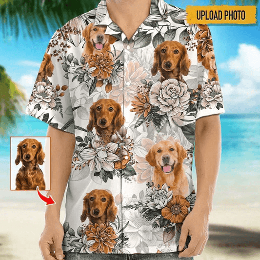 Custom Photo Cute Animal Flower Hawaiian Shirt, Personalized Hawaiian Shirts - Perfect Gift For Animal Lovers, Family, Friends - Amzanimalsgift