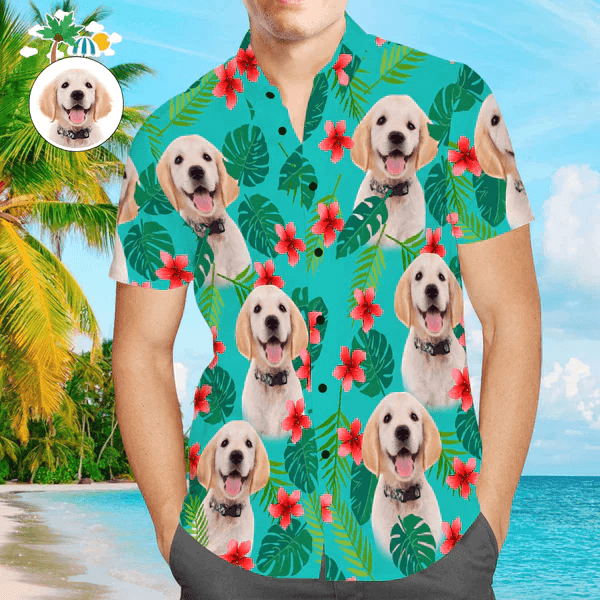 Custom Photo Face Dog Hawaiian Shirt, Personalized Hawaiian Shirts - Perfect Gift For Animal Lovers, Family, Friends - Amzanimalsgift