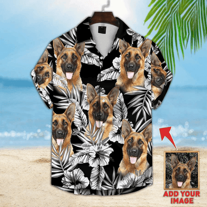 Custom Photo German Shepherd Flower Hawaiian Shirt, Personalized Hawaiian Shirts - Perfect Gift For Dog Lovers, Family, Friends - Amzanimalsgift